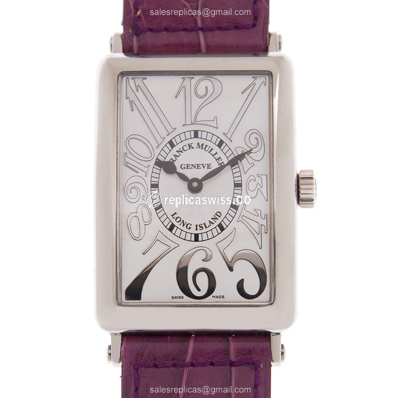 Franck Muller 1000 SC REL Replica - Automatic - Silver Dial - 18kt Gold Case - Purple Leather Strap